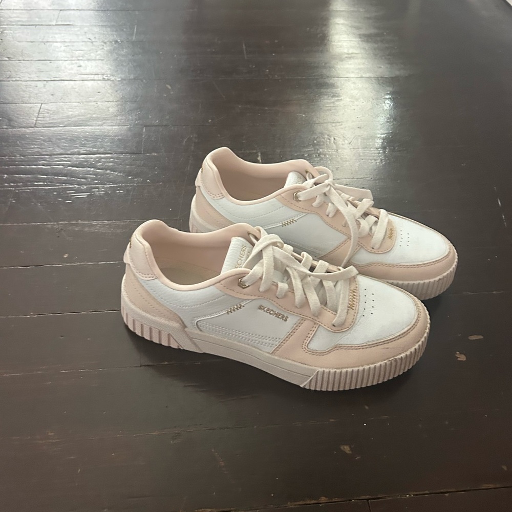 Skechers White and Cream Sneakers - Picture 2 of 5